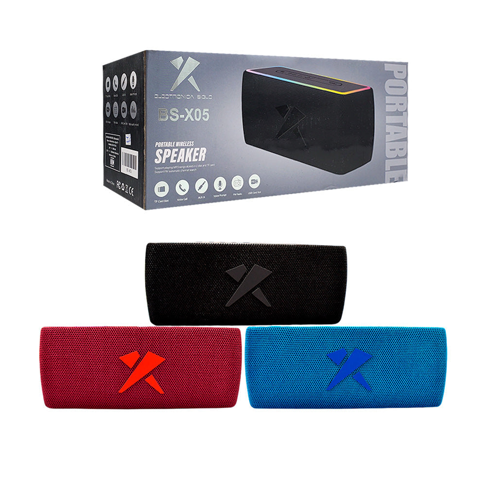 Bocina rectangular bluetooth diseño tipo panel con luz rgb + entrada usb tf, entrada tipo c y auxiliar / bs-x05