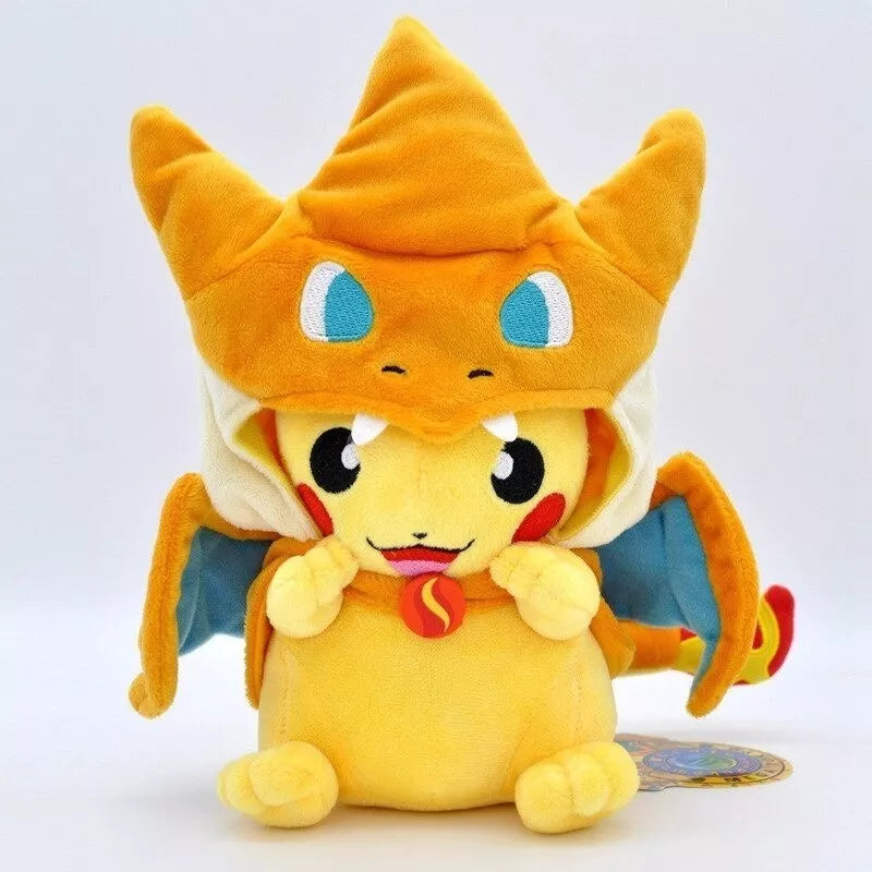 Pelúcia Pokémon Pikachu Cosplay Mega Charizard Y 23cm