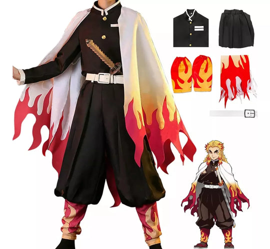 Disfraz De Demon Slayer Hombre Traje De Kimono Cosplay De Anime Kimetsu No Yaiba Rengoku Kyoujurou