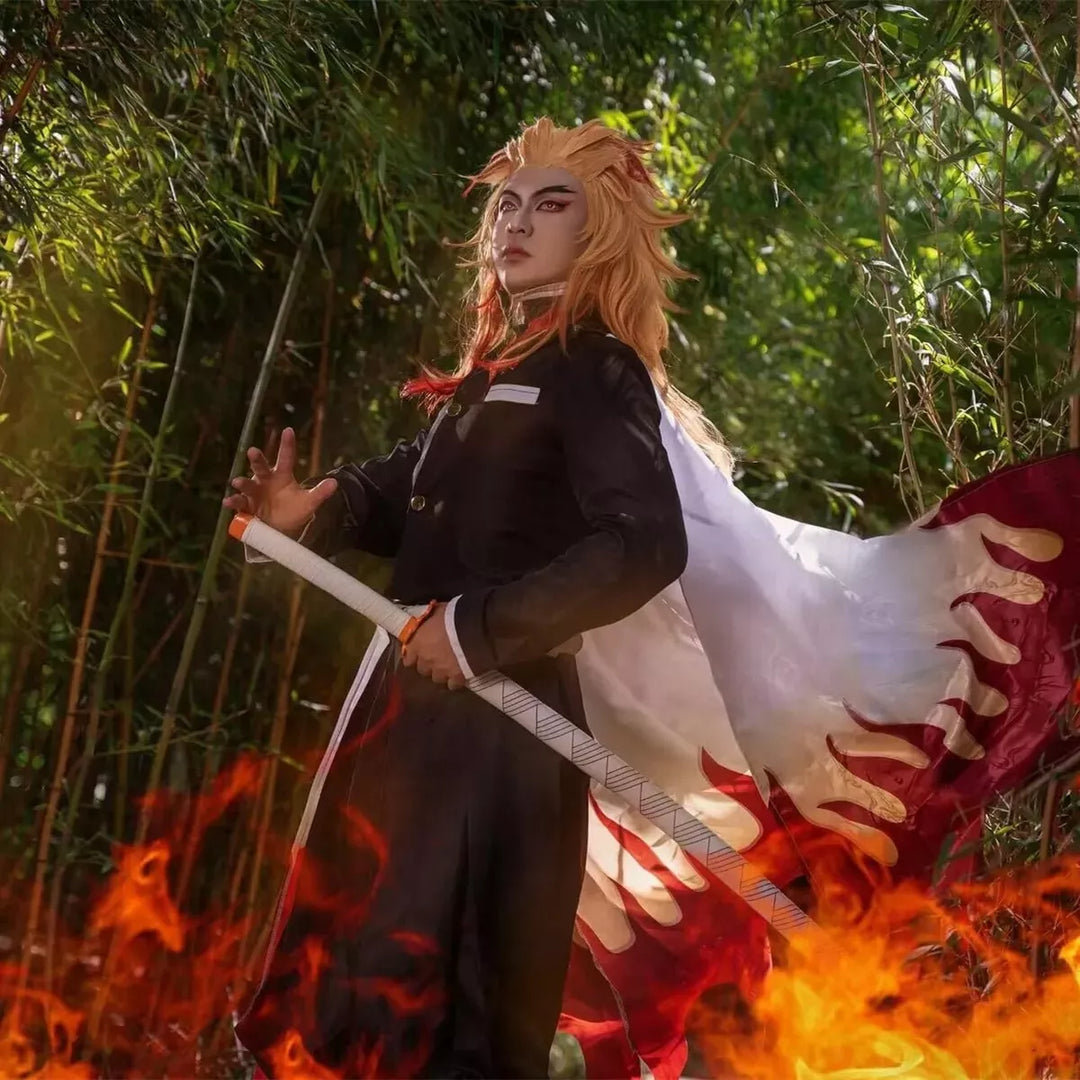 Disfraz De Demon Slayer Hombre Traje De Kimono Cosplay De Anime Kimetsu No Yaiba Rengoku Kyoujurou